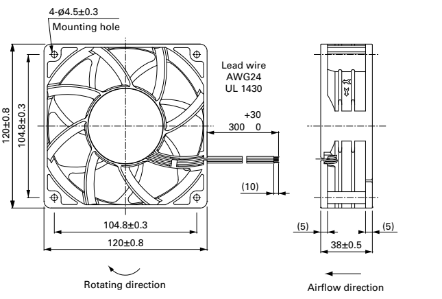 山洋軸流風(fēng)扇9GV1224H1D01產(chǎn)品尺寸圖