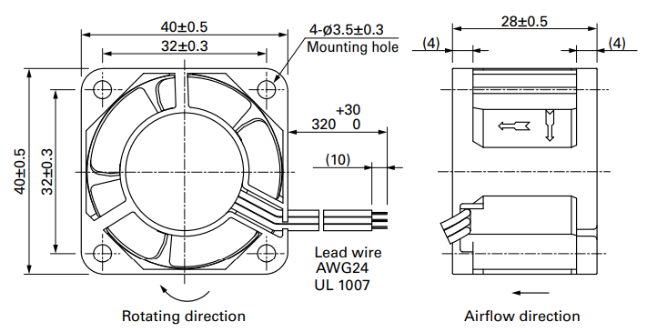 山洋軸流風(fēng)扇109P0424J3013產(chǎn)品尺寸圖