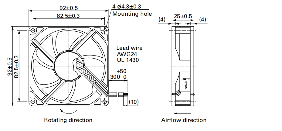 山洋軸流風(fēng)扇9WF0924H401產(chǎn)品尺寸圖 山洋軸流風(fēng)扇9WF0924H401產(chǎn)品尺寸圖