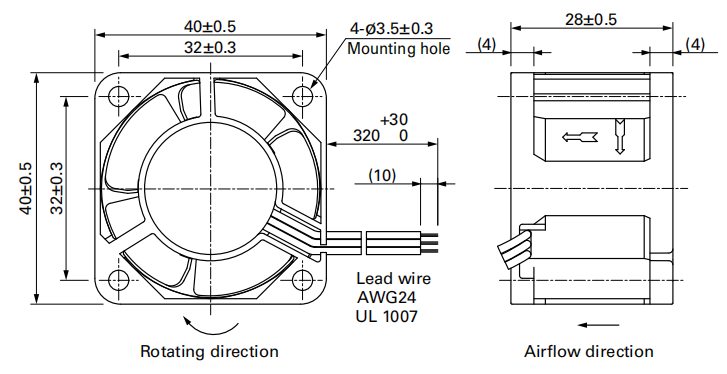 山洋軸流風(fēng)扇109P0424B3013產(chǎn)品尺寸圖