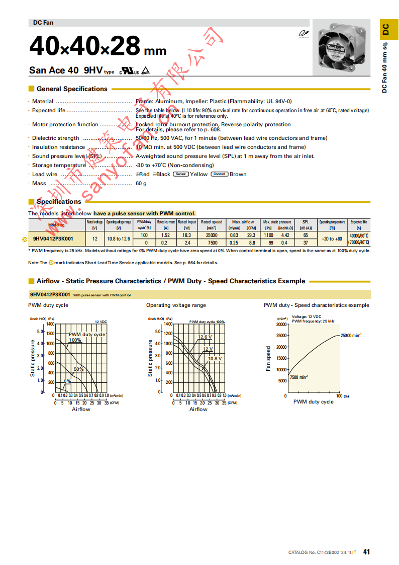 山洋4028散熱風(fēng)扇9HV0412P3K001 SANYO三洋直流風(fēng)扇