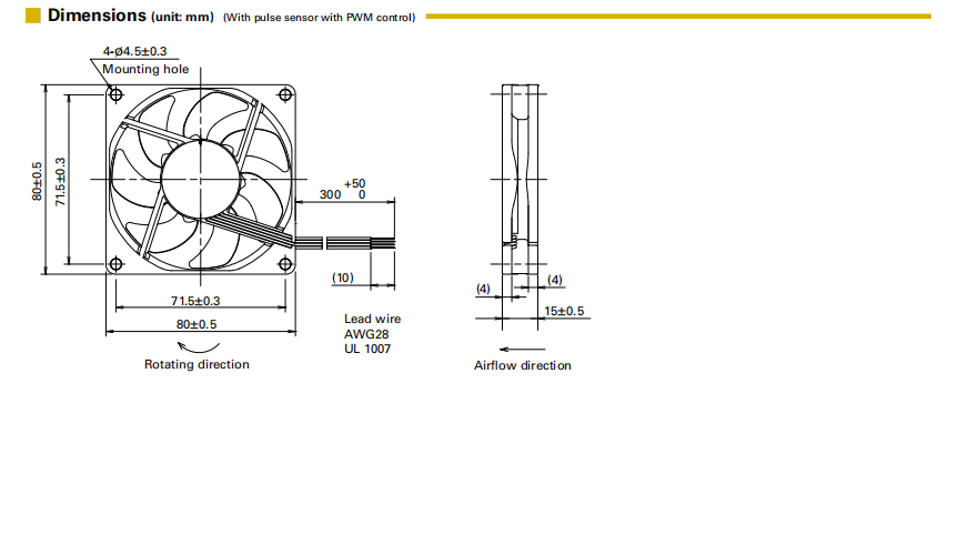山洋低功耗軸流風扇9GA0812P7G001 產(chǎn)品尺寸圖: